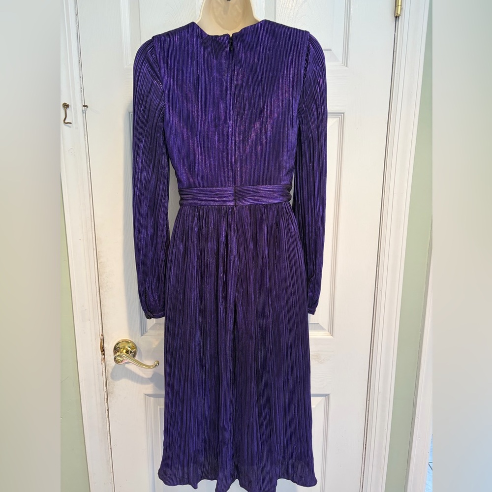 NWT Dress The Population Holly Deep Plum Metallic Pleated Sz S Midi Formal Gaka - Picture 6 of 14